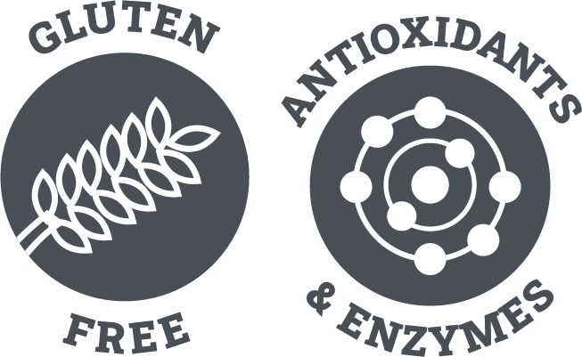Gluten Free and Antioxidants & Enzymes Badges