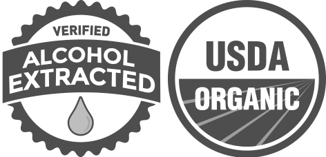 verified alcohol extracted and usda organic badges