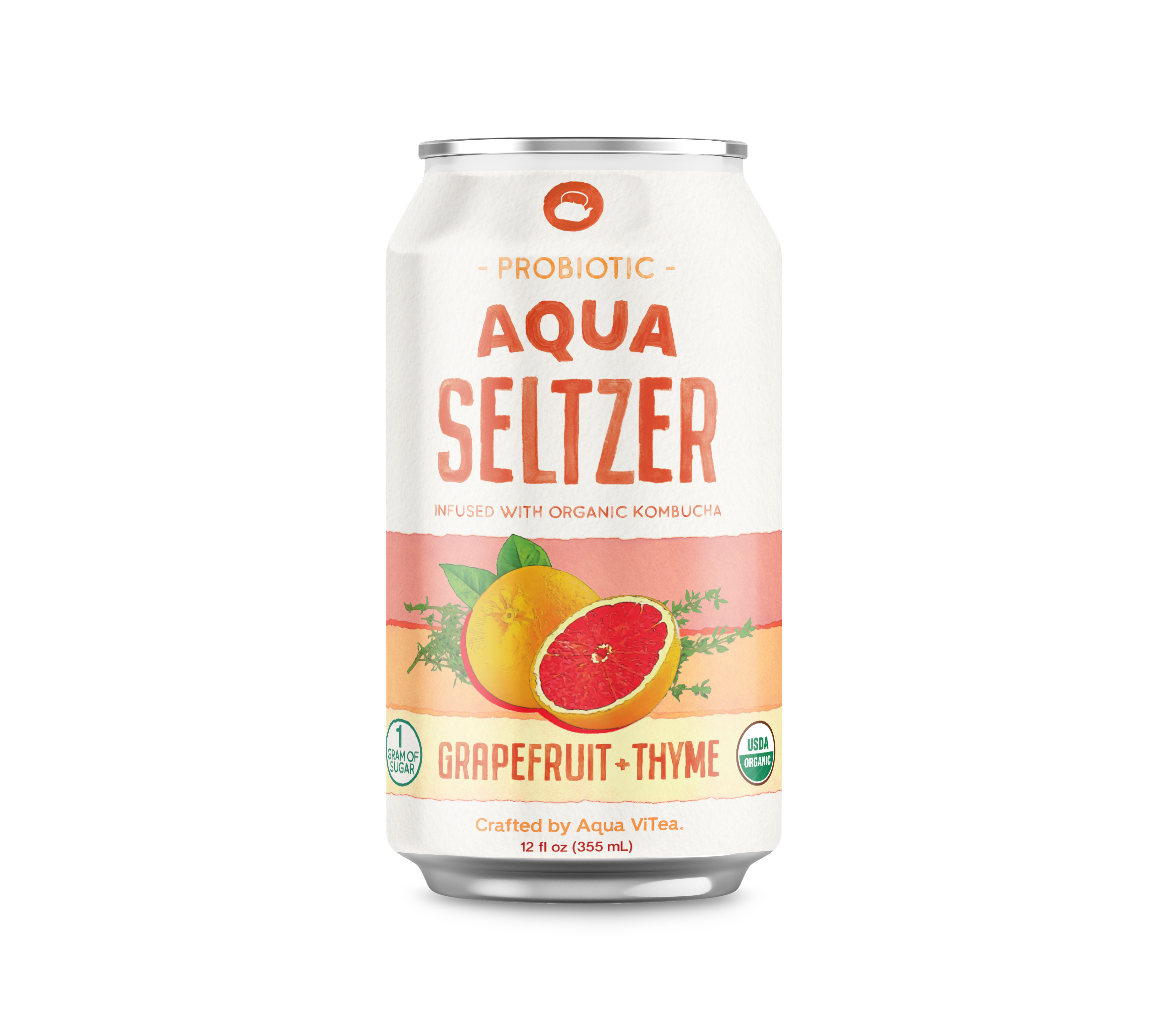 Grapefruit Seltzer ViTea with Infused Kombucha Thyme Aqua + Probiotic –
