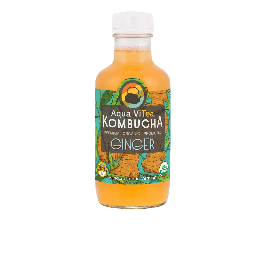 Ginger Kombucha 12Pack 16oz Bottles Aqua ViTea